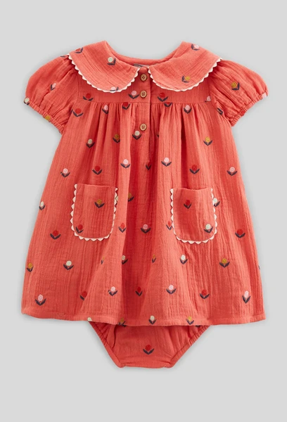 Robe avec bloomer brodés en gaze de coton BIO GOTS