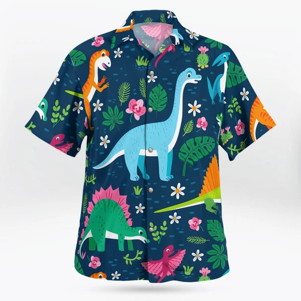 Herbivore Dinosaur Hawaiian Shirt – Brachiosaurus & Palm Tree Tropical Aloha Shirt
