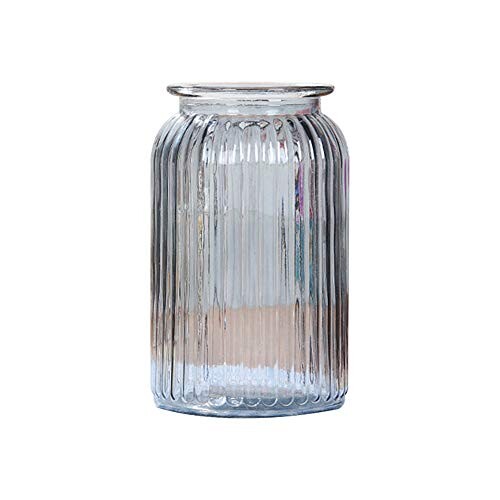 Gespout Vase en Verre Transparent Décoration Bande Verticale Design Mariage Banquet Fête Décor Accessoires de Composition Florale Ornements pour Maison Bureau Salon Jardin