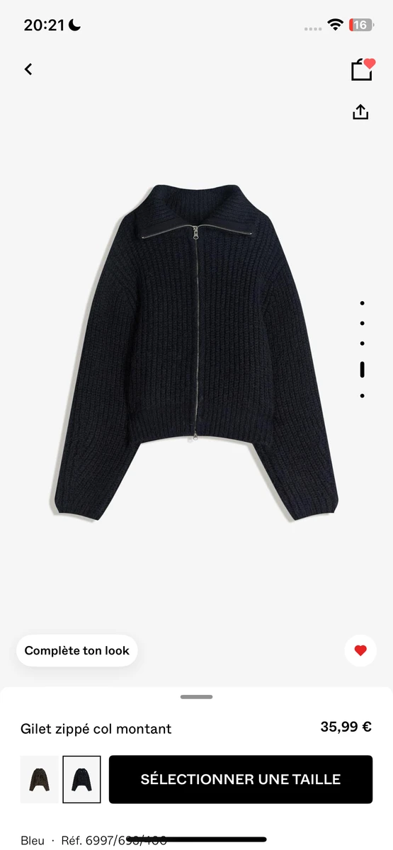  Gilet zippé col montant