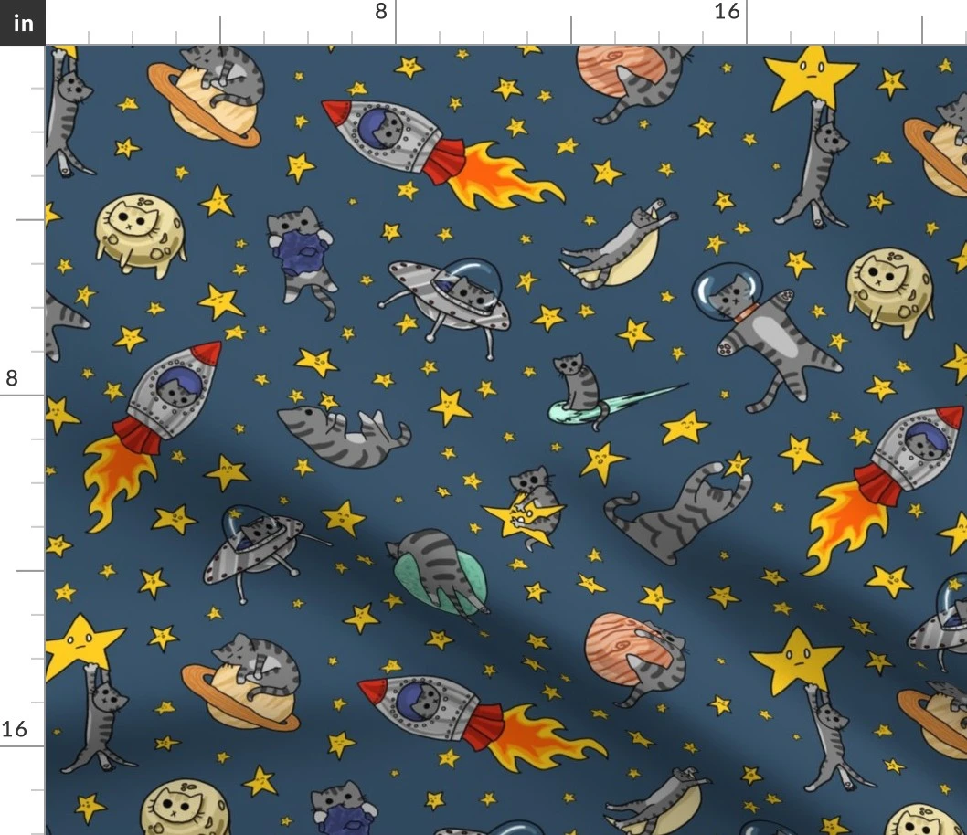 Astro Cats Fabric | Spoonflower