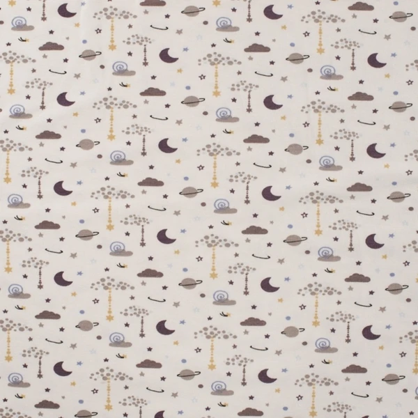 Tissu Jersey Coton Sleepy Night Taupe - Tissus des Ursules