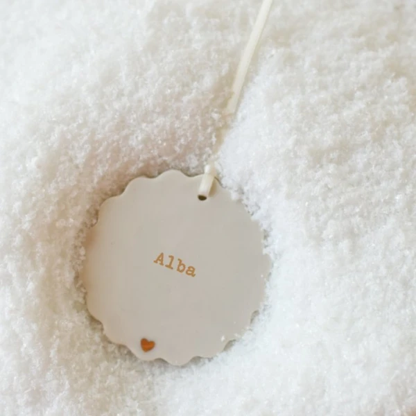 Médaillon de Noël en Porcelaine Personnalisable - Biscuit