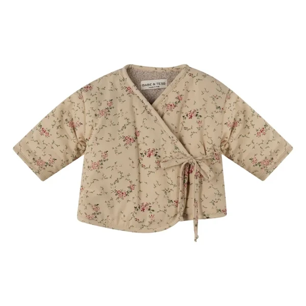 Veste Cache-Cœur Fleurie | Beige rosé