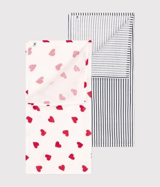 LOT DE 2 LANGES BEBE EN GAZE DE COTON
