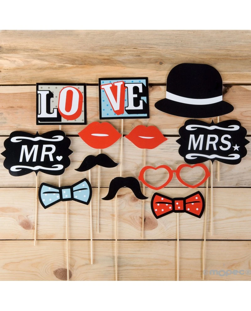 Set de photocall de 12 piezas de la colección vintage, para bodas.