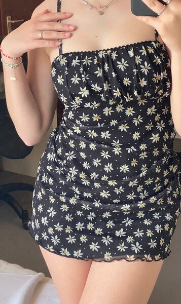 Y2k mesh Blumen Kleid TAILLE 34