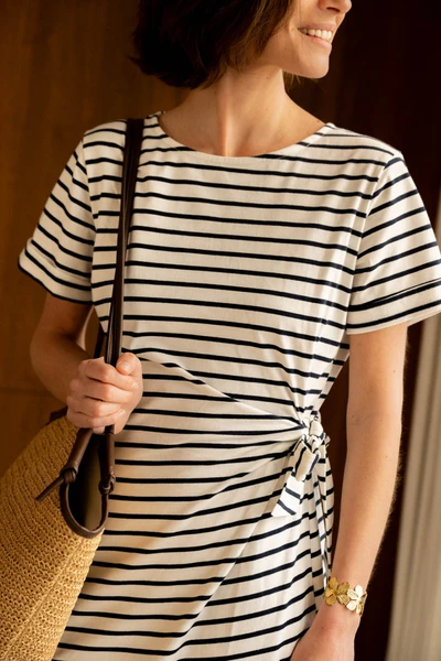Robe Longue À Rayures - Marine - Boutique Libertie
