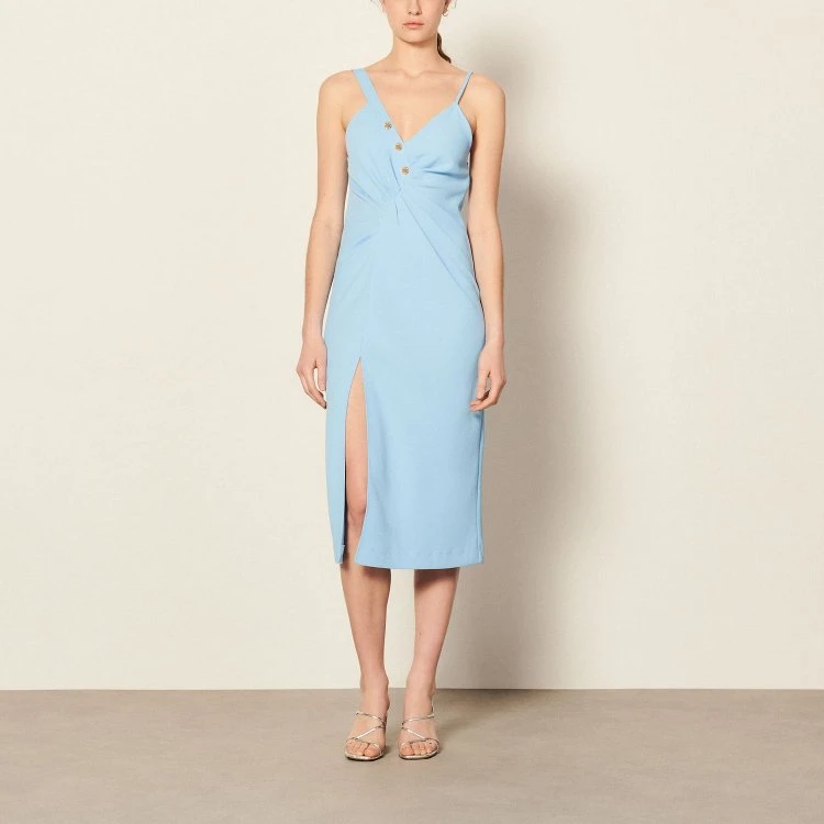 Robe Longue Fendue - Bleu Ciel - 38