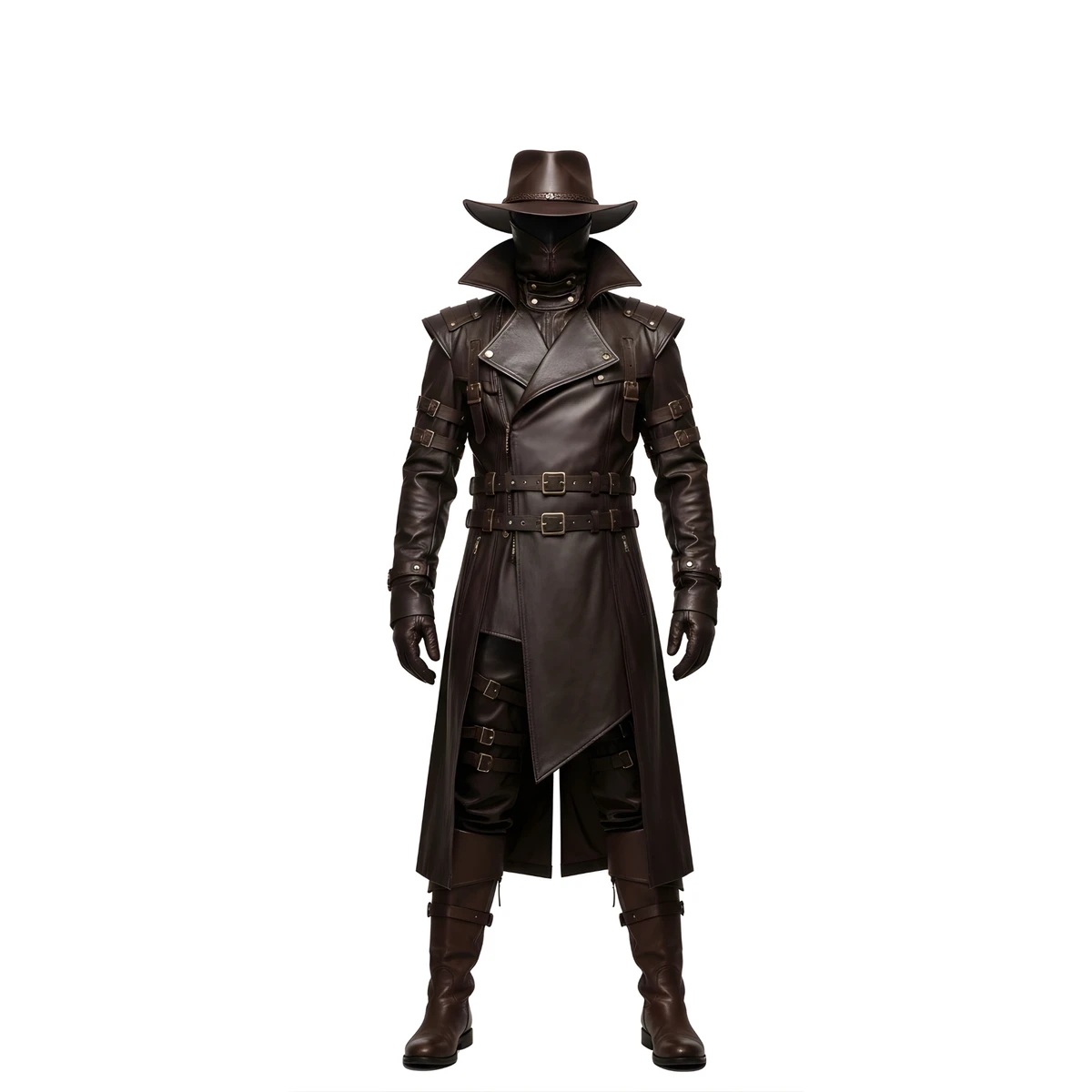 Steampunk Leather Trench Coat Costume: Gothic Hunter Outfit – Dark Fantasy LARP & Cosplay Wear