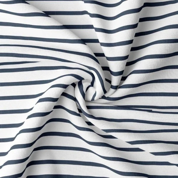 Tissu jersey marinière rayures blanc bleu - Coton Oeko-Tex