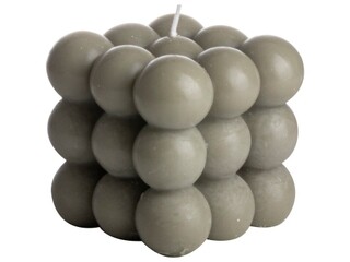 Bougie décorative cube kaki 8cm