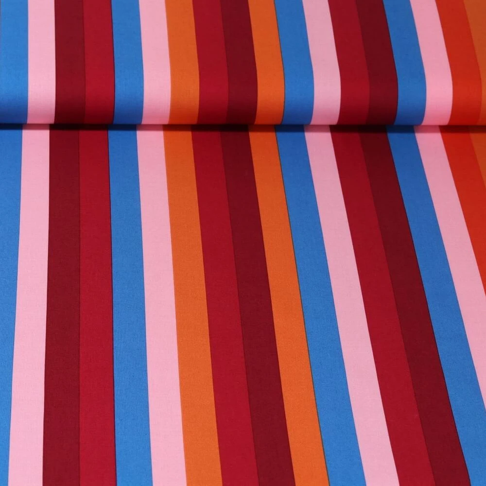 Popeline de coton - Nerida Hansen Summer Stripe Rouge