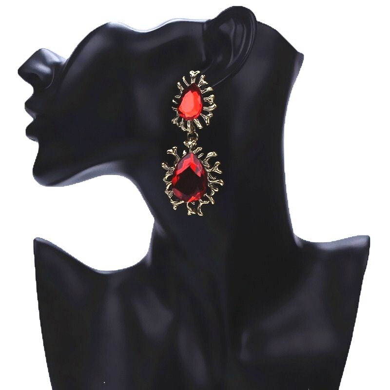 Boucles d'oreilles Punk, grandes, rouge, noir, bleu, goutte d'eau, Vintage, branches géométriques, à la mode, Bijoux de fête de bal