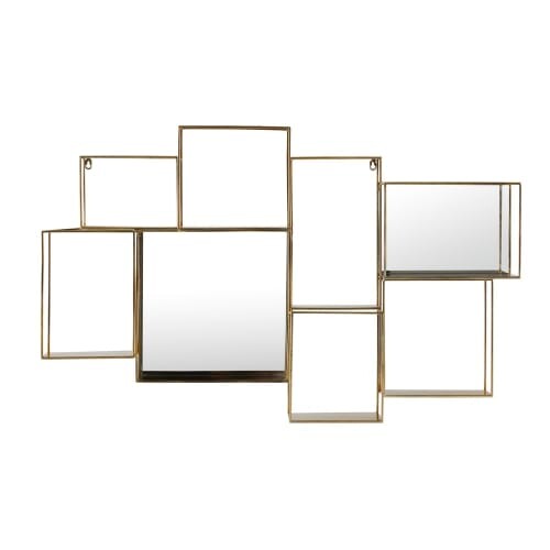 Étagère murale miroir en métal doré | Maisons du Monde