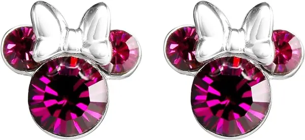 Boucles d'oreilles Disney en Argent pour Fille avec Minnie, Ornées de Zircones