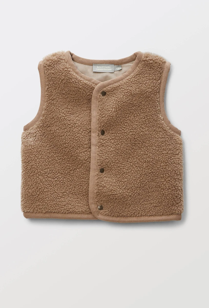 Gilet sans manches uni en sherpa