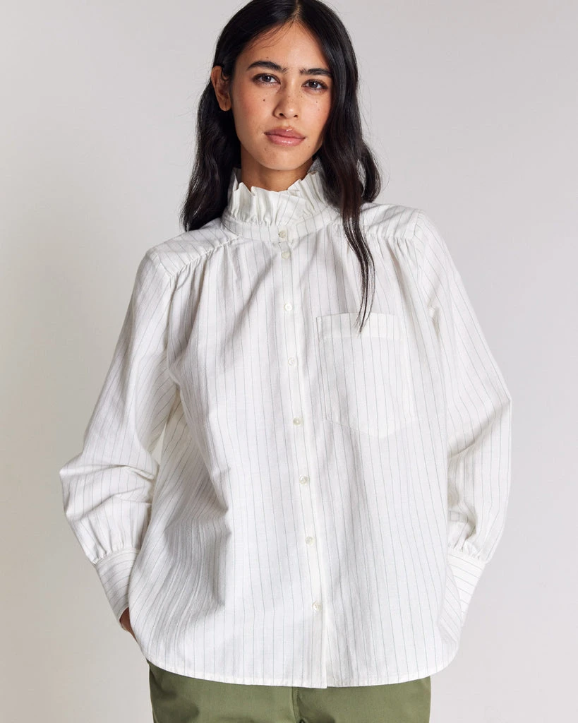 Chemise Leonor rayures vert et écru