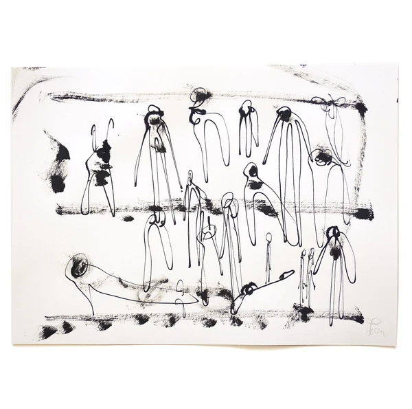 unique ink drawing, approx. DIN A3 (16.1/11.7&quot;), &quot;jumpers&quot;, abstract figurative wallart