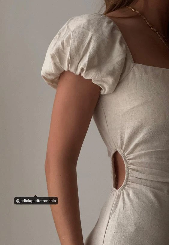 Robe midi manches bouffantes en lin