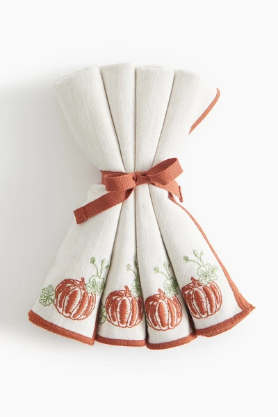 Lot de 4 serviettes de table rayées