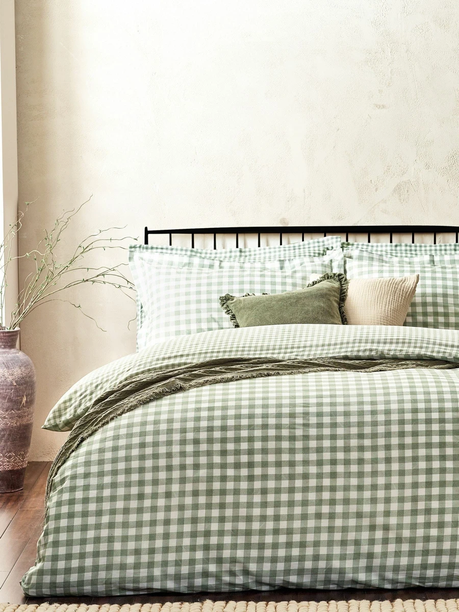 Yard Barton Check 100% Cotton Gingham Style Duvet Cover Set