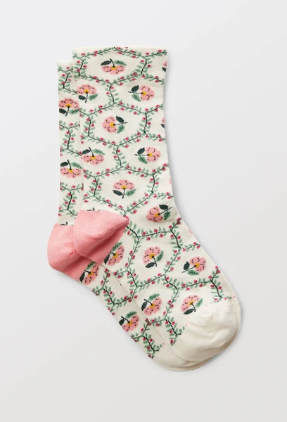Paire de chaussettes motif tapisserie en coton