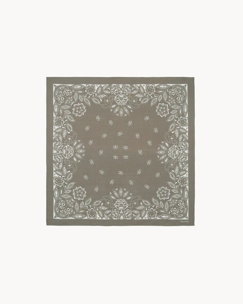 Petit Bandana Soie-Cachemire Kaki Chine | Kujten Cachemire