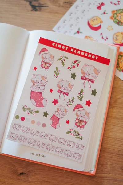 Planche sitckers - Chat Noël