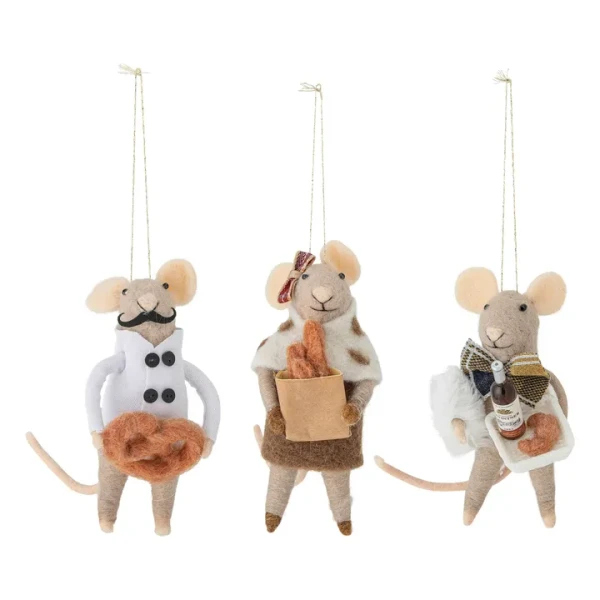 Décoration souris à suspendre en laine Peo - Set de 3 | Multicolore