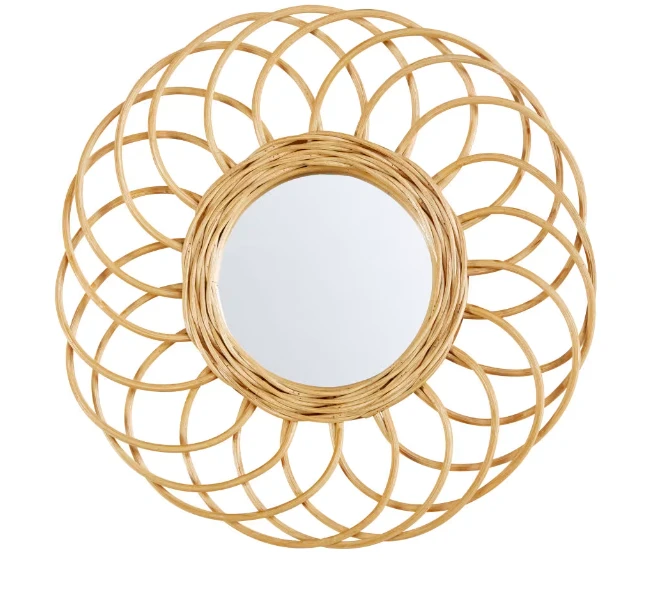 Miroir rond en rotin D34 BUCOLIQUE | Maisons du Monde