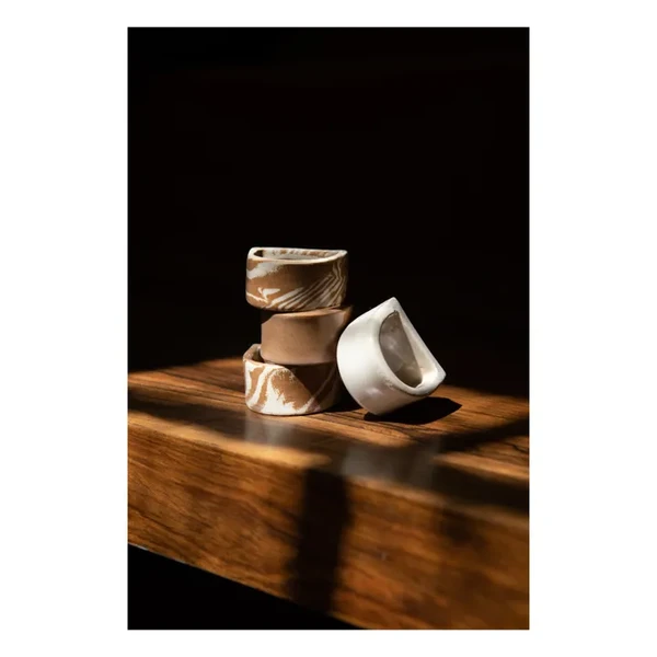 Ronds de serviette - Set de 4 | Marbré brun