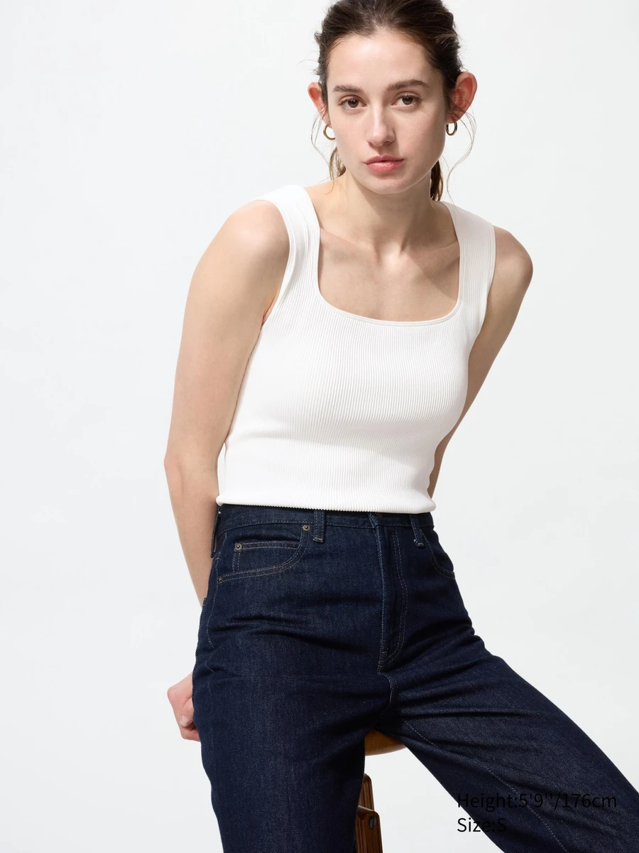 Top côtelé à brassière intégrée (Encolure carrée)