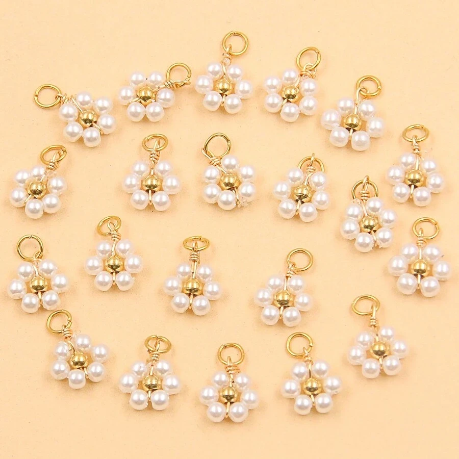 10 pièces/Pack Accessoires de fabrication de bijoux en acier inoxydable 7x9mm mélangés, boule de fleur à l'acide acétique, pendentif de fleur perlé, cadeau de fête de la mode pour la Saint-Valentin | Mode en ligne | SHEIN FRANCE