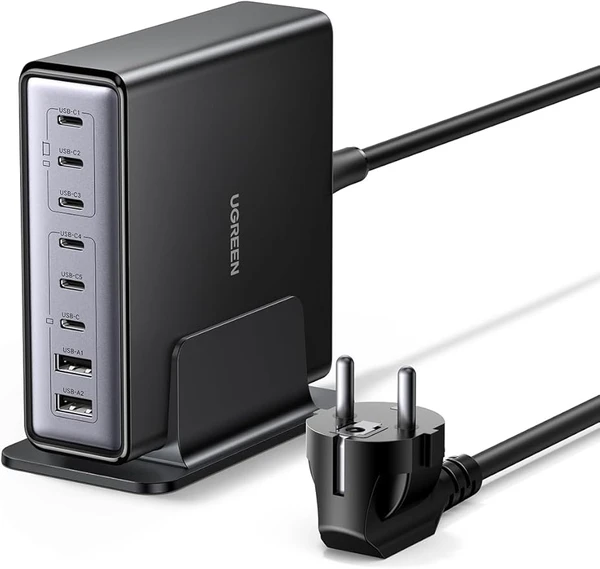 UGREEN 200W 8 Ports Chargeur USB C Rapide Station de Charge Bureau GaN Tech Compatible avec 100W 65W iPhone 17 Pro Max Air 16 Plus 15 14 13 12 iPad Mini MacBook Pro Air M4 M3 M2 M1 Galaxy S25 S24 S23