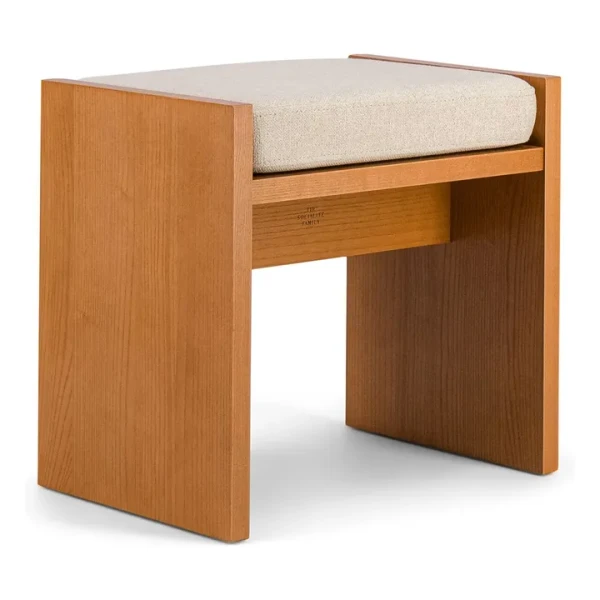 Tabouret Chiesa en toile tissée et frêne finition iroko | Beige