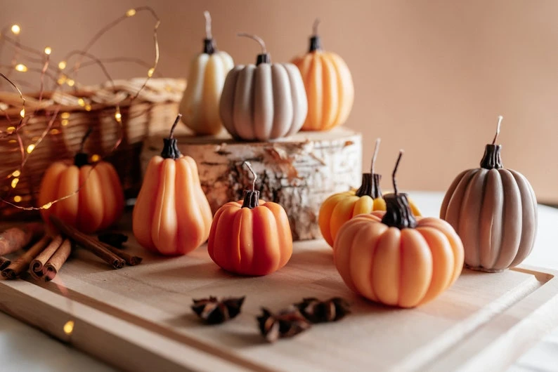 Bougies citrouilles Halloween Automne Bougies d'automne