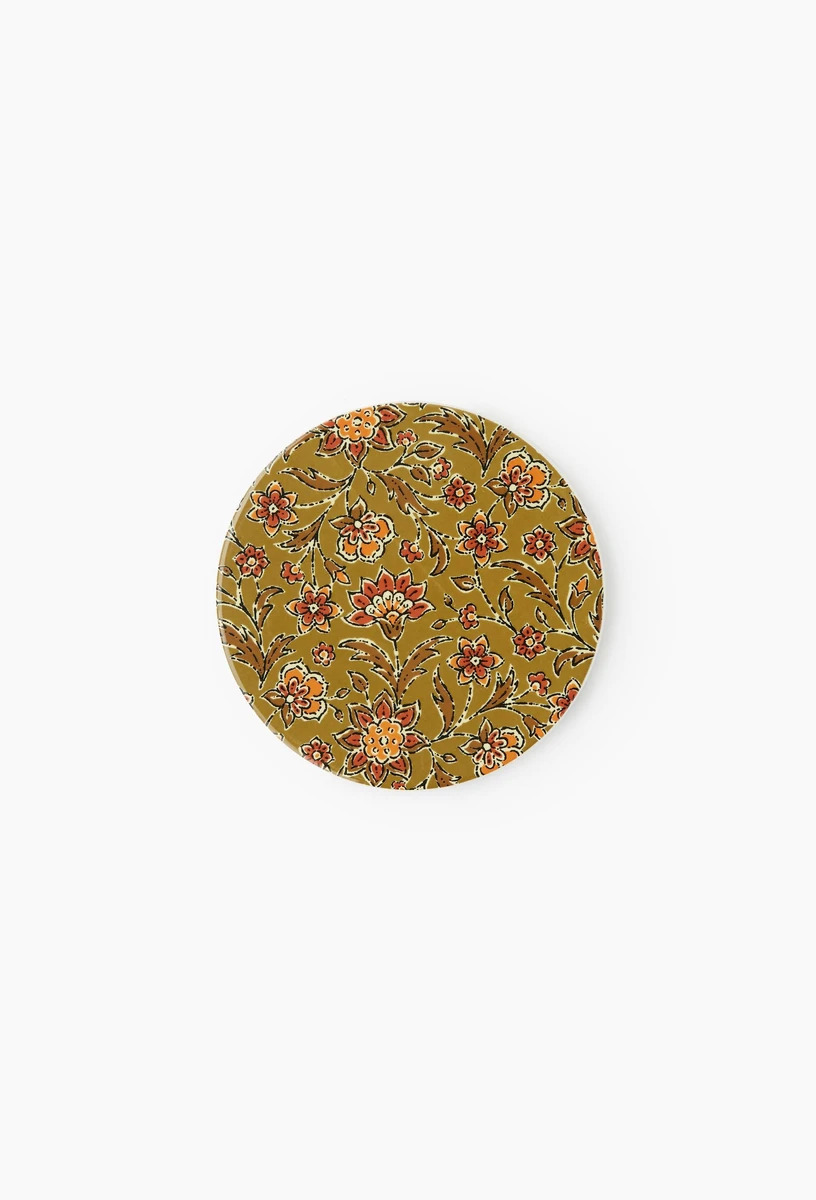 Dessous de bougie imprimé, 10x0,7cm, en céramique