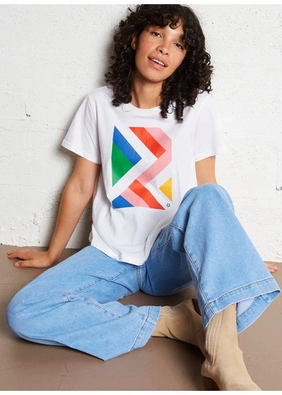 Tee-shirt droit col rond en coton | Blanc