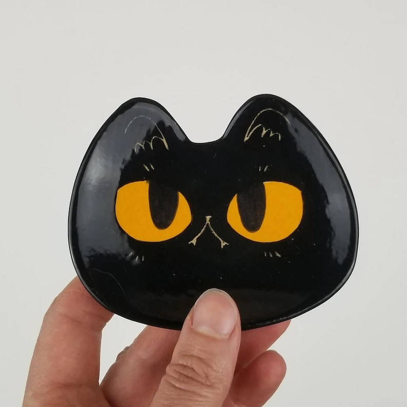 Petit plat pour bague tête de chat - 9 cm N5