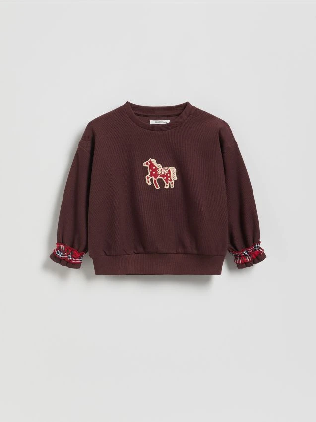 Sweat en coton à imprimé et bandes latérales