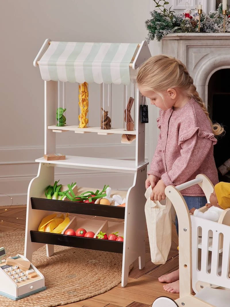 Marchande fruits et légumes en bois FSC® beige - Vertbaudet