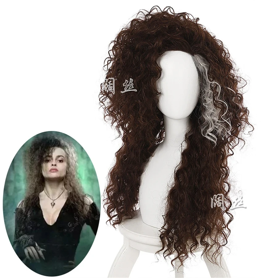 Perruque de Cosplay Longue et Ondulée de Rick Bellatrix Lestrange, Marron Mixte, avec Bonnet, Degré de Chaleur - AliExpress 200000532