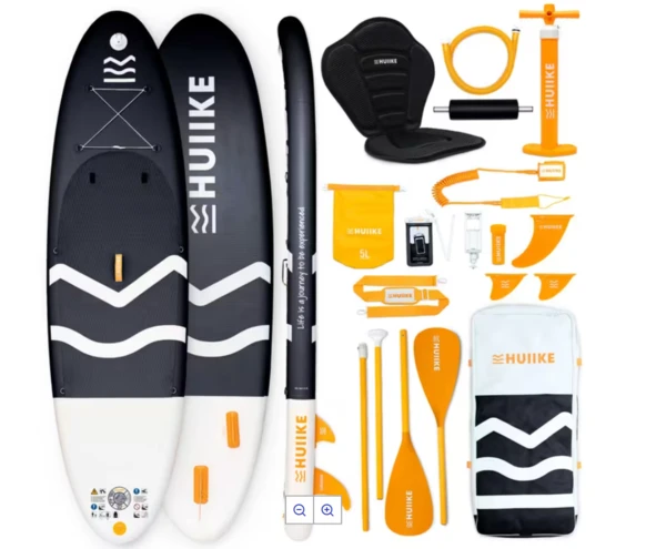 Paddle Gonflable Adulte Accessoires Premium, HUIIKE, Noir, Haute Stabilité