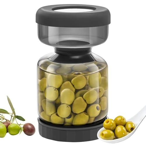 WhiteRhino Bocal à Cornichons avec Filtre Flip,Bocal à cornichons de 34oz avec double étanchéité,bocal en verre séparateur de jus cornichons,bocal à cornichons et olives,bocal à cornichons pour câpres