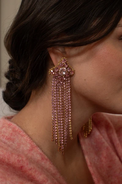 Boucles d'oreilles Zoelia Strass rose