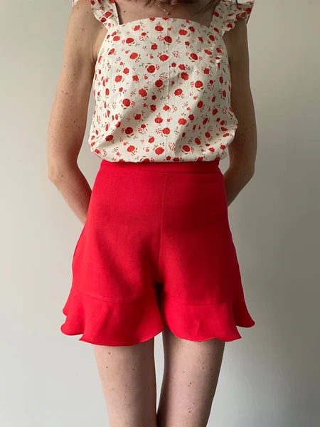 Ensemble Short Marius & Toile lin-viscose Coletta Coquelicot