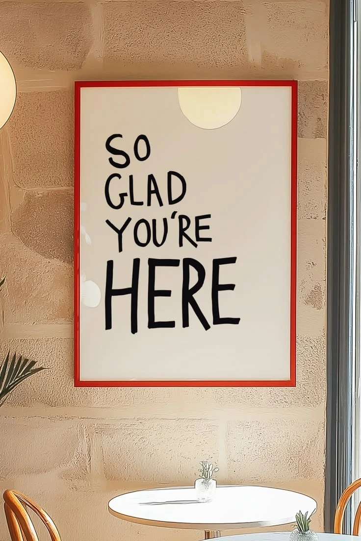 So Glad You’re Here Printable Wall Art Minimalist Quote Print Modern Home Decor