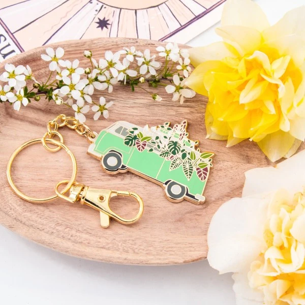 Van life gold enamel keychain by Plant Scouts