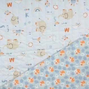 Tissu coton matelassé - Éléphant et tortue | Rascol